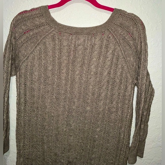 American Eagle Cable Knit Sweater, Light Tan Color - Picture 5 of 8